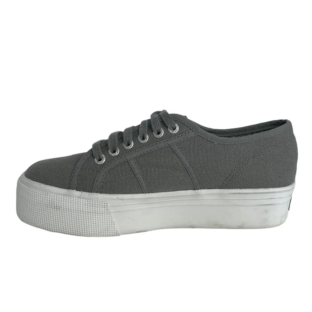 Superga 2740 Stone Grey Canvas Platform Sneakers NWOB Size US 7